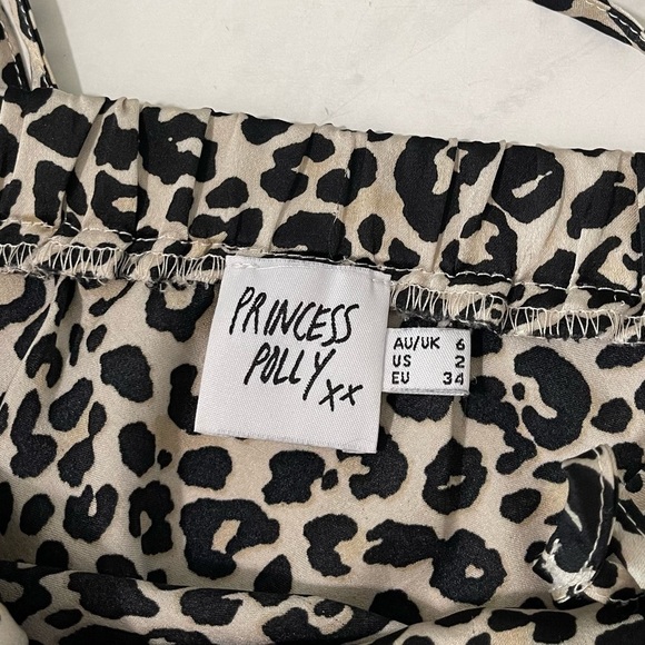 Princess Polly Tan Black Leopard Print Satin Mini Dress Size 2 Mobwife Party - Picture 5 of 6